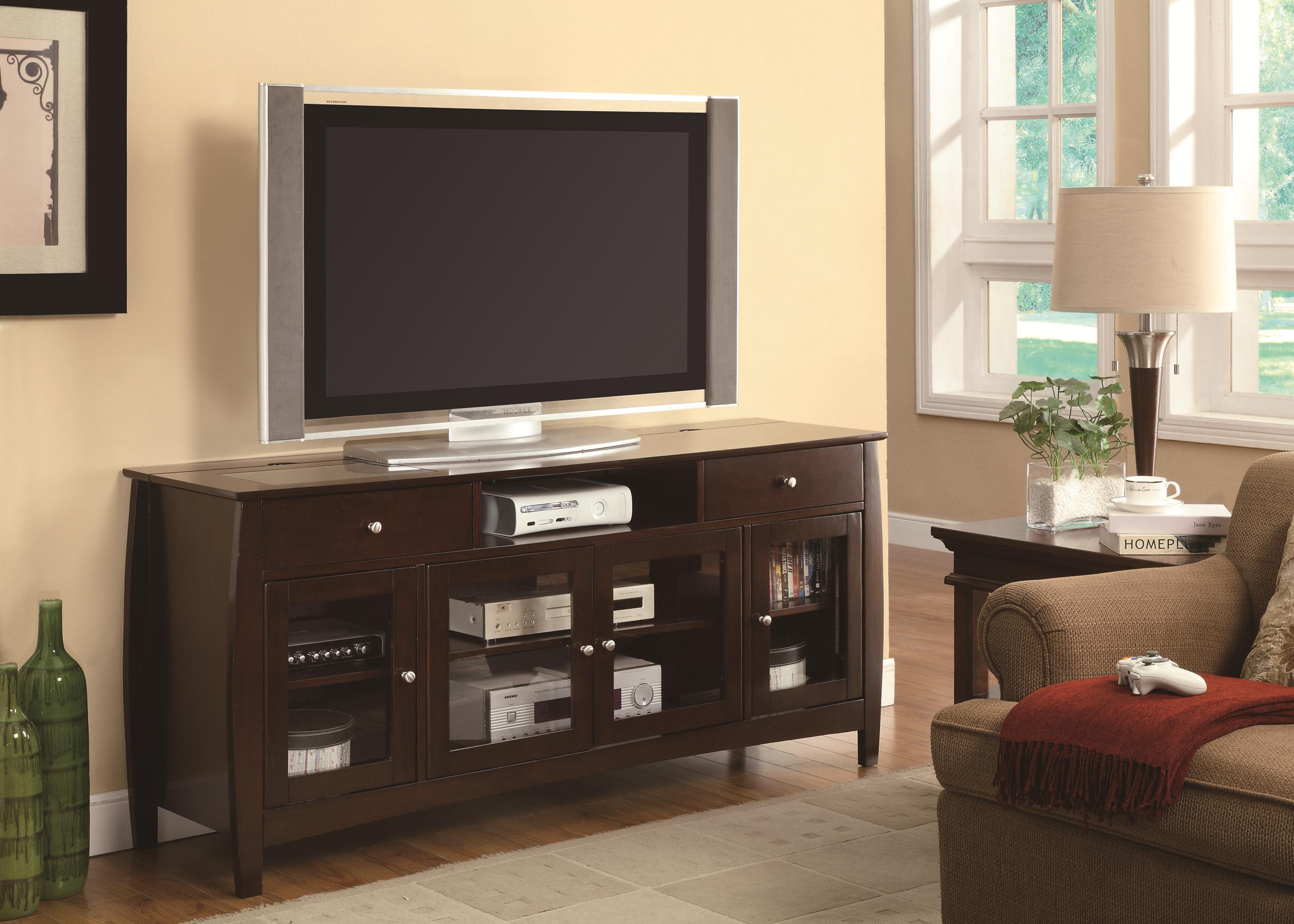 Coaster TV Stands CONNECTIT TV Console in Dark Walnut Finish Value